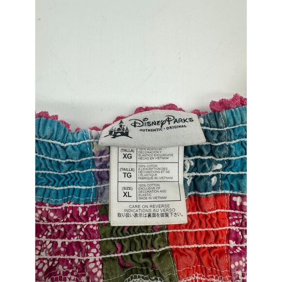 Disney Apparel Women’s Tank Top Patch Work V Neck Sz XL Elastic Back Multicolor - Picture 6 of 9